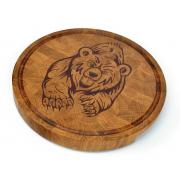 Торцевая разделочная доска "Медведь". Дуб/сапеле